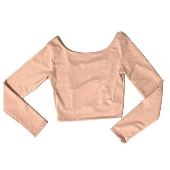Y2K Long Sleeve Open Back Top with Gold Chain Detail Size XS Dusty Rose Sexy - Picture 7 of 8